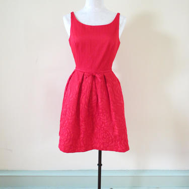 Red Floral Dress | Rose Print Dress | Heart Print Dress | Vintage Red Dress | 1950s Dress | Red Day Dress | Red Sundress | Rose Dress 