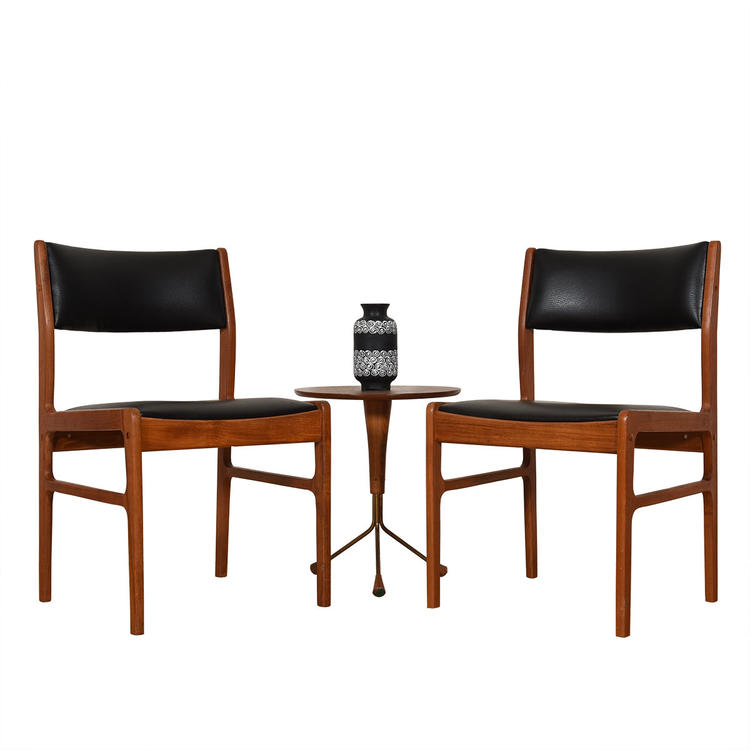 Pair of Danish Modern Black and Teak Accent Chairs