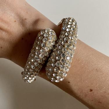Diamond Rhinestone Glam Bypass Hinged Bracelet