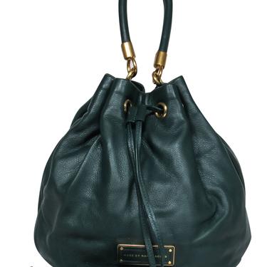 Marc by Marc Jacobs - Forest Green Leather Drawstring Convertible Bucket Bag