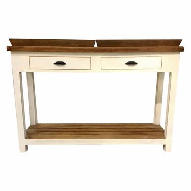 Modern Rustic White Two Draw Console Table With Two Removable Trays