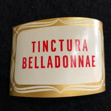 Poison Label Tinctura Belladonnae Circa 1920s Apothecarey Label BelladonnaTincture