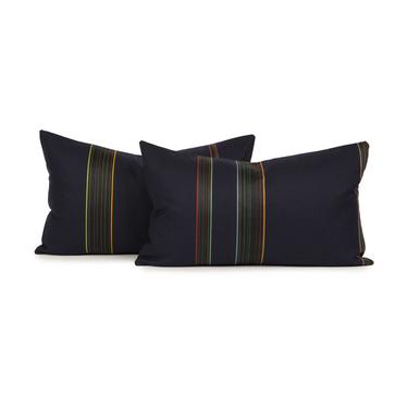 Navy Bespoke Stripe by Paul Smith Lumbar Pillow Cover (pair) 