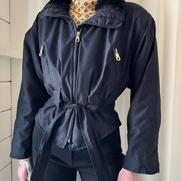 90s Belted Black Ski Jacket