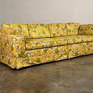 Yellow & Green Floral Mid-Century Traditional Sofa 97
