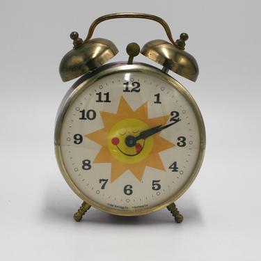 vintage Kellogg smiling sun purple alarm clock/1981 