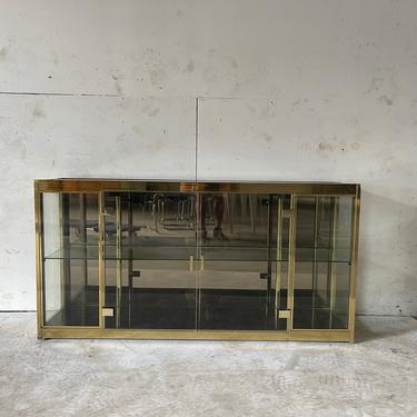 Vintage Modern Brass and Glass Display Case or Sideboard 