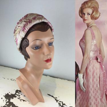 Twinkle Twinkle Shine So Bright - Vintage 1960s Pink &amp; Gold Lame Rayon Turban Hat 