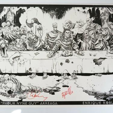 Signed ZOMBIE LAST SUPPER Poster ERIK ARREAGA ENRIQUE ROBLEDO Comic Book Art