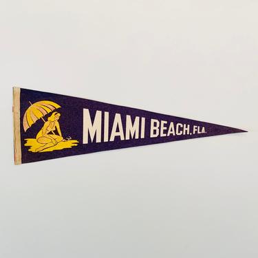 Vintage Miami Beach Florida Souvenir Pennant 