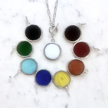 Interchangeable Pendant Necklace | Toggle Clasp Necklace | Glass Pendants | Stained Glass Pendant | Stained Glass Necklace 