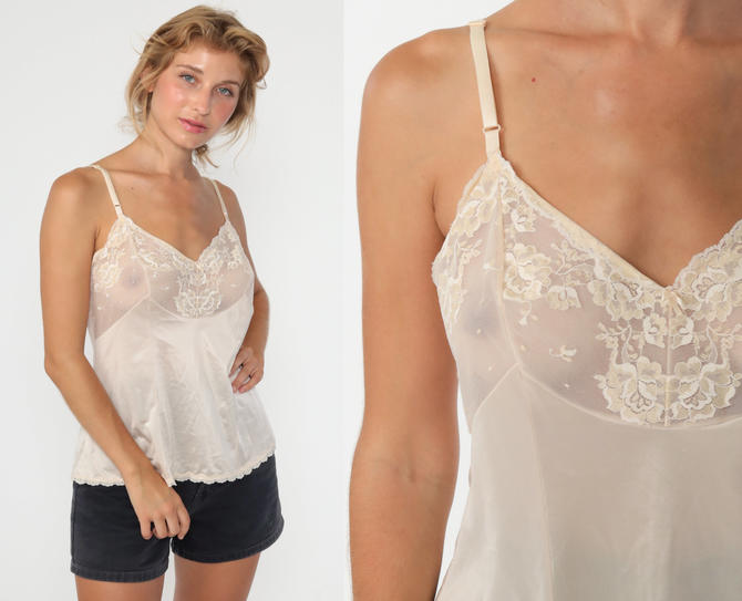 Camisole Lingerie Top Vanity Fair Sheer LACE Tank Top 70s