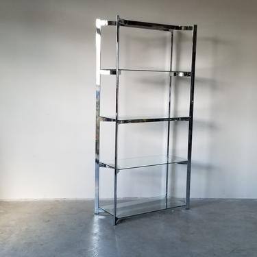 Mid Century Milo Baughman Chrome & Glass Etagere Bookcase Shelf 