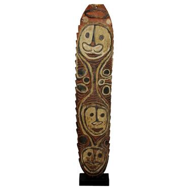 Antique Papua New Guinea Carved Wood Triple Mask Shield 1950s by LeShoppe05