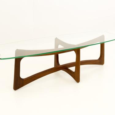 Adrian Pearsall Mid Century Modern Ribbon Coffee Table with Stingray Glass Top - mcm 