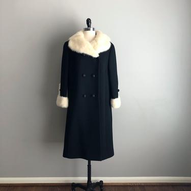 Vintage 60s Black Coat w/ Blonde Mink Collar 