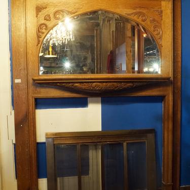 Tall Mantel w Engravings and Arched Mirror