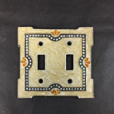 Enameled Double Light Switch Cover with Rhinestone Detail