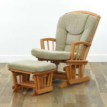 Shermag Solid Wood Glider Rocking Chair W/ Ottoman