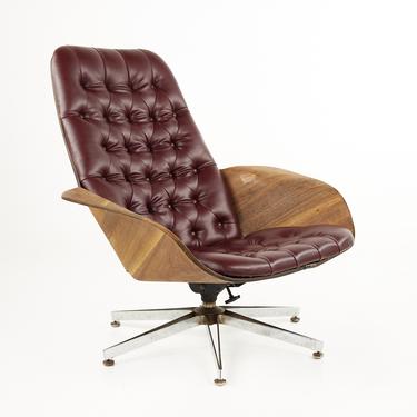 George Mulhauser for Plycraft Mid Century Tufted Walnut Lounge Chair - mcm 