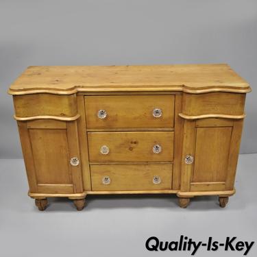 Knotty Pine French Country Primitive Sideboard Server Buffet Cabinet Glass Knobs