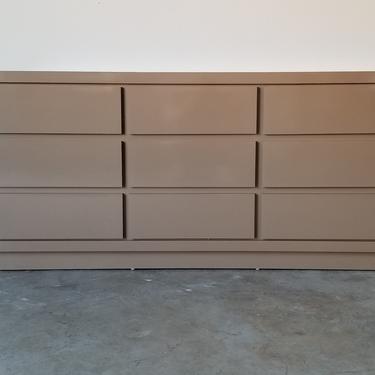 80's Postmodern Nine Drawers Light Brown Laminated Dresser 
