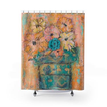 Flowers In Vase Shower Curtain ~  Abstract Art Shower Curtain ~ Flower Shower Curtain ~ Flower Bath Decor ~ Bath Shower Curtain ~ Flowers 