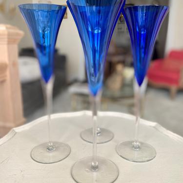 Cobalt Blue Tall Wine Glasses - Set of 4 