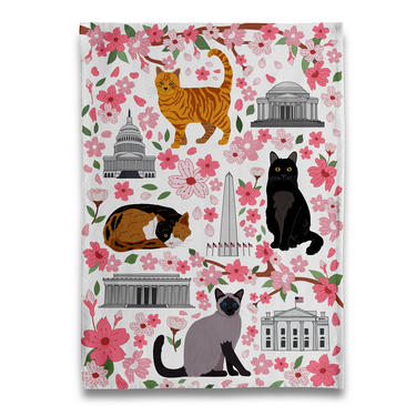 Nation’s Capital Cherry Blossom Kitty Cats Tea Towel