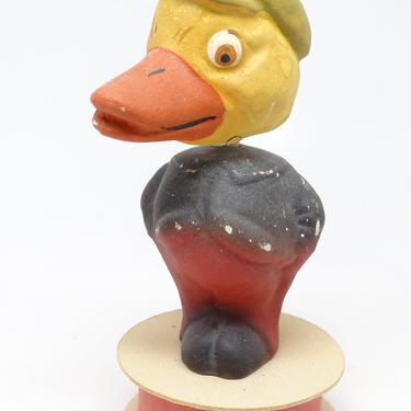 Vintage Bobble Head Duck Candy Container by Stamm House, Hand Painted Toy for Easter 
