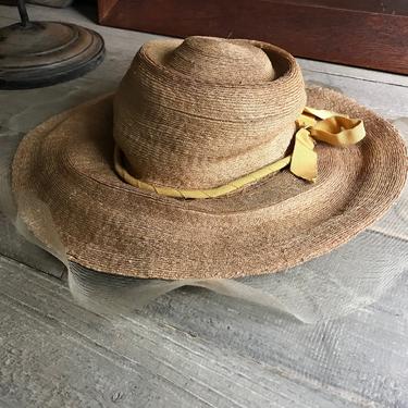 French Straw Panama Hat, Edwardian, Period Clothing, Natural Color 