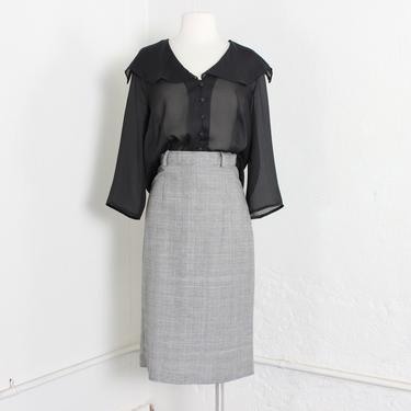 Gray Plaid Houndstooth Pencil Skirt / Extra Small 