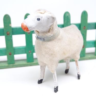 Antique 1930's German 1 7/8 Inch Wooly Sheep, for Putz or Christmas Nativity, Easter, Vintage Toy Decor 