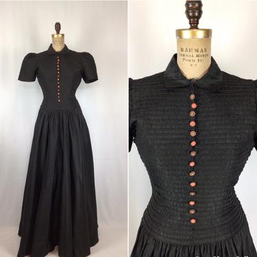 Vintage 30s evening dress | Vintage black taffeta evening gown | 1930s formal dress 