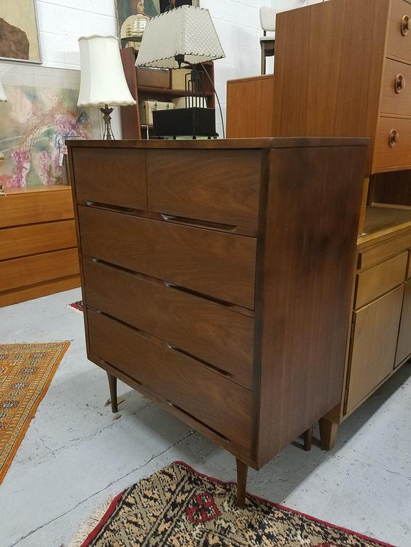 Walnut Mid-Century Modern Four-drawer Tall Chest