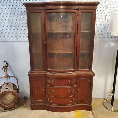 Mahogany China Cabinet with Curved Glass