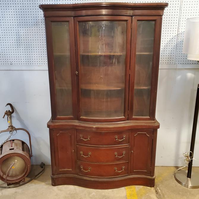 Mahogany China Cabinet with Curved Glass