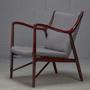 Rosewood Finished Danish Modern Chair in Style of Finn Juhl for Niels Vodder Model NV45