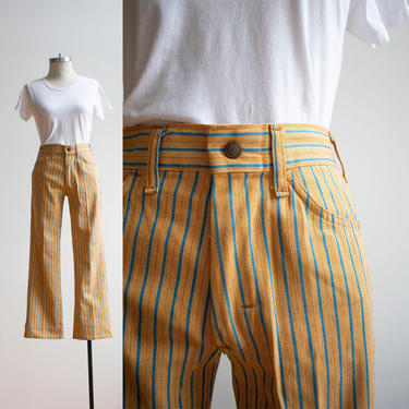 1960s Bell Bottoms / Vintage Trousers / Vintage 1960s Vertical Striped Bells / Striped Bell Bottoms / Real Bell Bottoms 30 x 30 