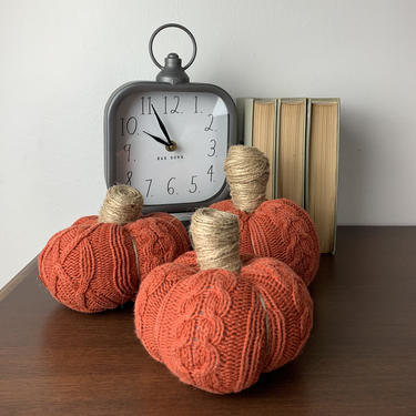 Handmade sweater pumpkins, set of 3, orange, medium 
