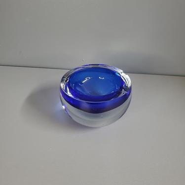 Murano Blue Glass Ashtray 