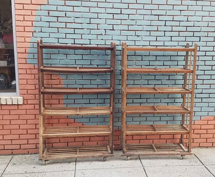 SOLD.                   Early 20th Century Factory Shoe Racks.