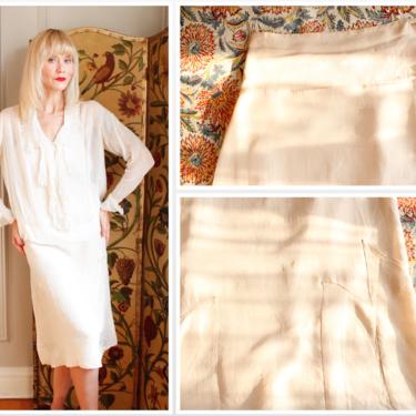 1910s Skirt // Silk Walking Skirt // antique cream skirt 