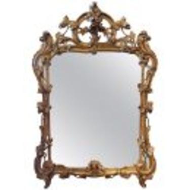 Antique Italian Carved and Giltwood Mirror