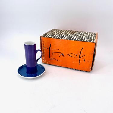 La Gardo Tackett Cups Six C/14 Demitasse Porcelain Espresso Tea Cups + Saucers Vintage Mid-Century Modernist New in Box Schmid Japan 