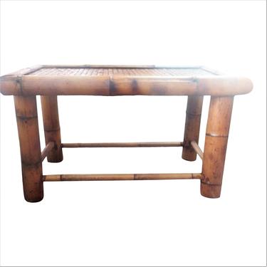 VINTAGE Bamboo Coffee Table// Chinioserie Style Hollywood Regency Decor. 