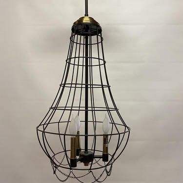 Contemporary Wire Basket Chandelier 40” drop