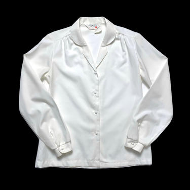 Vintage 1960s/1970s Women's LADY ARROW Button-Up Shirt ~ size S ~ Classic White Blouse ~ 60s / 70s 