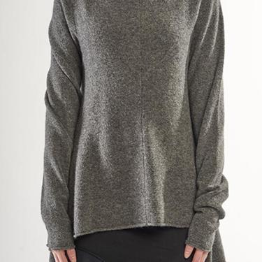 Asymmetric Knit Pullover in GREY MELANGE or BLACK