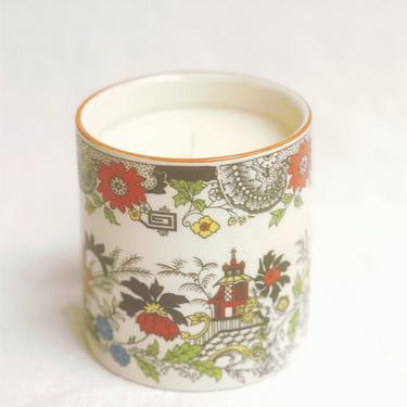 Antique Royal Norfolk Porcelain Cup Scented Candle in Water Garden